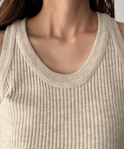 CANAL JEAN（キャナルジーン）の「El mar　ラウンドニットタンク（タンクトップ・レディース・ベージュ/ブラック・ONE SIZE）」の12枚目の写真