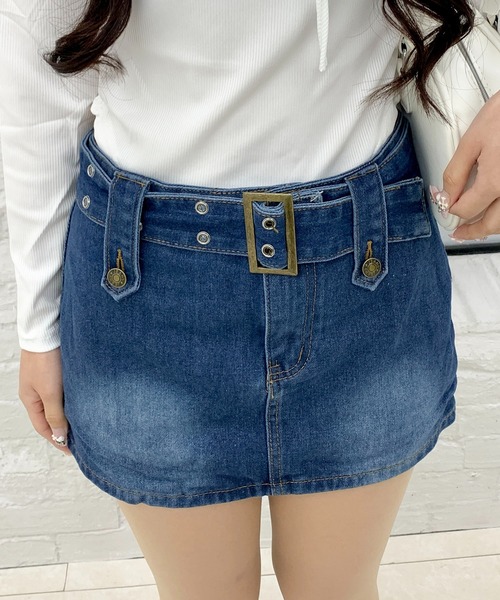 ★DIESEL★デニム ベルト付き ミニ スカート 関税送料込 デニム ベルト付きデニムローライズミニスカート For デイリー