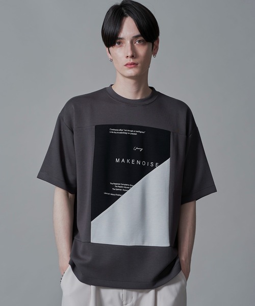BROWNY(ブラウニー)の「BROWNY/ポンチカラーパネルT(Tシャツ/カットソー・メンズ・チャコールグレー/ホワイト・MEDIUM/LARGE)」の2枚目の写真