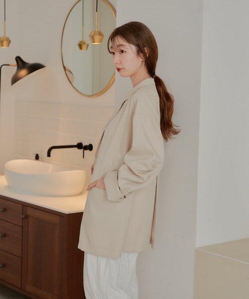 Kastane（カスタネ）の「【WEB限定/裏地無し】デザインオーバーシャツジャケット（テーラードジャケット・レディース・ベージュ/アイボリー/ミント・FREE）」の22枚目の写真