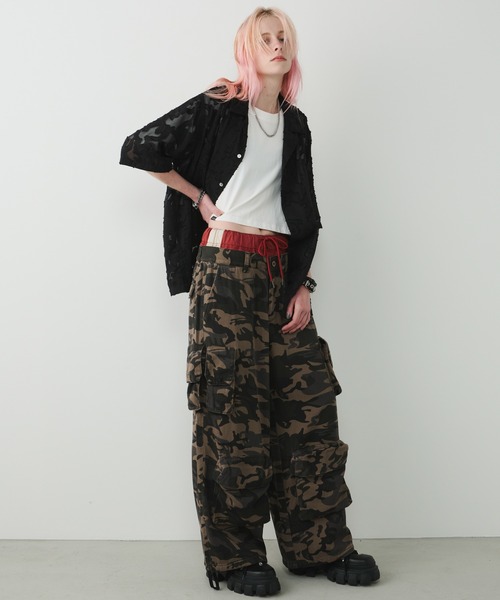 AFF AIVER（エイエフエフアイバー）の「AFF AIVER　シアーフリンジワイドシャツ（シャツ/ブラウス・メンズ・ダークブルー/パープル/ブラック/ダークブラック・SMALL/MEDIUM/LARGE）」の11枚目の写真