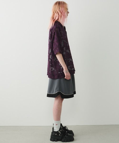 AFF AIVER（エイエフエフアイバー）の「AFF AIVER　シアーフリンジワイドシャツ（シャツ/ブラウス・メンズ・ダークブルー/パープル/ブラック/ダークブラック・SMALL/MEDIUM/LARGE）」の18枚目の写真