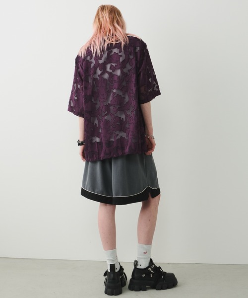 AFF AIVER（エイエフエフアイバー）の「AFF AIVER　シアーフリンジワイドシャツ（シャツ/ブラウス・メンズ・ダークブルー/パープル/ブラック/ダークブラック・SMALL/MEDIUM/LARGE）」の19枚目の写真