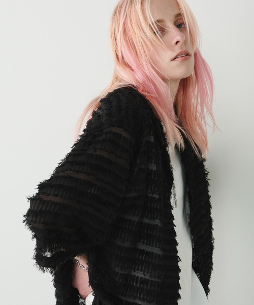 AFF AIVER（エイエフエフアイバー）の「AFF AIVER　シアーフリンジワイドシャツ（シャツ/ブラウス・メンズ・ダークブルー/パープル/ブラック/ダークブラック・SMALL/MEDIUM/LARGE）」の22枚目の写真