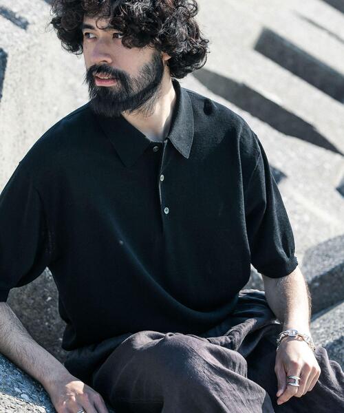 URBAN RESEARCH(アーバンリサーチ)の「new basic ウールシルクニットポロ(ポロシャツ・メンズ・ネイビー/ブラック・MEDIUM/LARGE)」の2枚目の写真