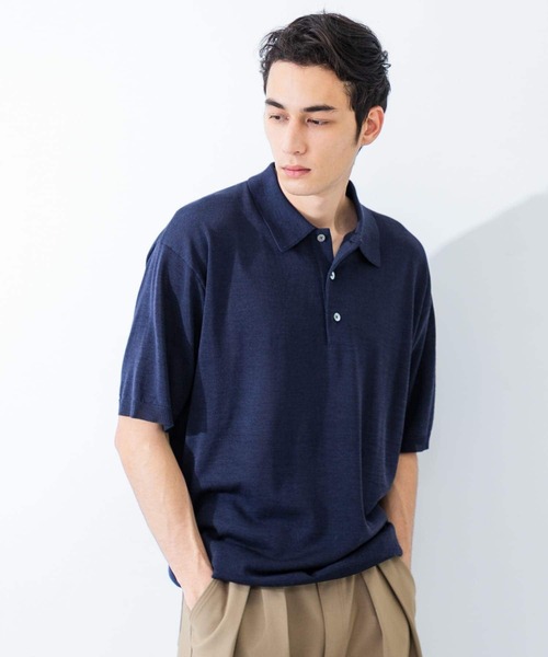 URBAN RESEARCH DOORS ニットポロシャツ チャコールグレー セール】new basic ウールシルクニットポロ（ポロシャツ