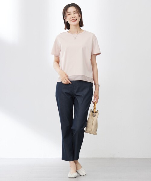 J.PRESS Ladies(J.プレス レディス)の「【WEB限定・洗える】シャンブレーサテン テーパード パンツ(その他パンツ・レディース・ベージュ系/ダルブルー系/黄土色系/ネイビー系・S/XS)」の13枚目の写真