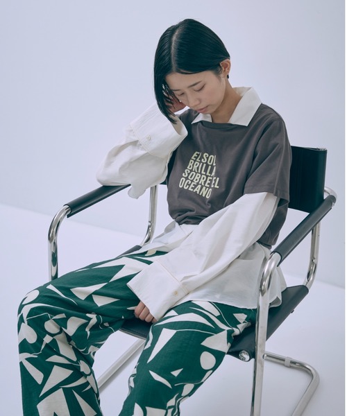 EN NEUME（エンノイム）の「Linen-Like Geometric Easy Pants（その他パンツ・レディース・ブラック/ブラウン/グリーン・FREE）」の8枚目の写真