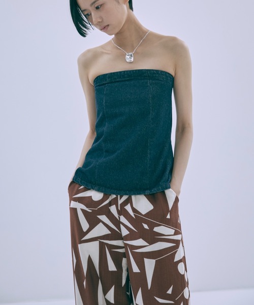 EN NEUME（エンノイム）の「Linen-Like Geometric Easy Pants（その他パンツ・レディース・ブラック/ブラウン/グリーン・FREE）」の14枚目の写真