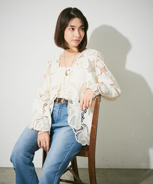 Remind me and forever(リマインドミーアンドフォーエバー)の「【WEB先行予約】クロシェレースジャケット(その他アウター・レディース・アイボリー/モカ/ブラック・FREE)」の9枚目の写真