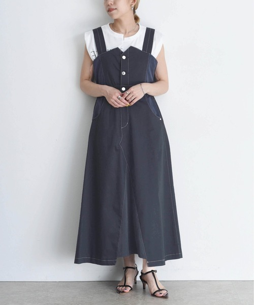 Eimee Law リネン サロペットスカート(ジャンパースカート) リメイク風ミリタリージャンスカ Eimee Law│Eimee Law