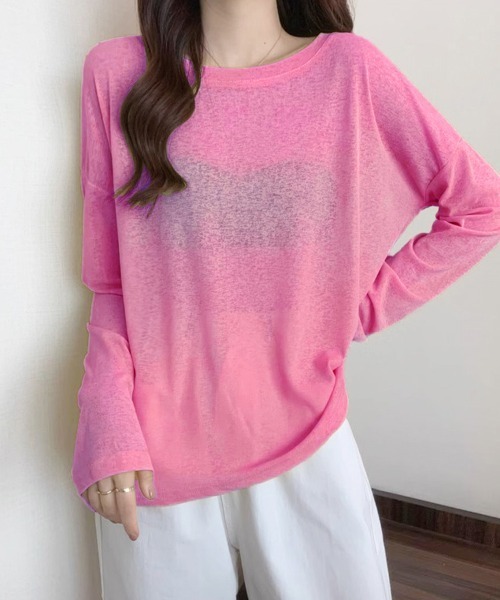 Doux Belle（ドゥーベル）の「ラウンドネックシアートップス（Tシャツ/カットソー・レディース・パープル/ブルー系その他/イエロー/ミント/グリーン/ライトグリーン/ピンク/ホワイト/サーモンピンク/ライトブルー/ブラック/ライトピンク/グレー・FREE）」の22枚目の写真