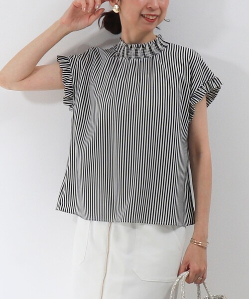 MICO COULIER（ミコクリエ）の「ジョーゼットストライプブラウス（シャツ/ブラウス・レディース・ブルー系その他/ホワイト系その他・38）」の2枚目の写真