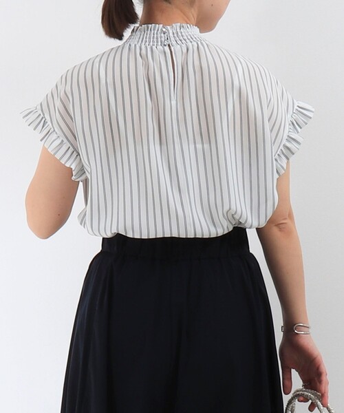 MICO COULIER（ミコクリエ）の「ジョーゼットストライプブラウス（シャツ/ブラウス・レディース・ブルー系その他/ホワイト系その他・38）」の8枚目の写真
