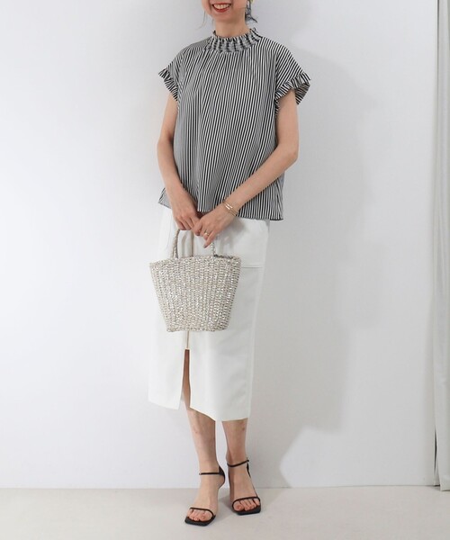MICO COULIER（ミコクリエ）の「ジョーゼットストライプブラウス（シャツ/ブラウス・レディース・ブルー系その他/ホワイト系その他・38）」の11枚目の写真