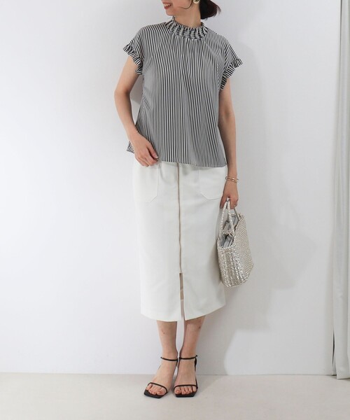 MICO COULIER（ミコクリエ）の「ジョーゼットストライプブラウス（シャツ/ブラウス・レディース・ブルー系その他/ホワイト系その他・38）」の12枚目の写真