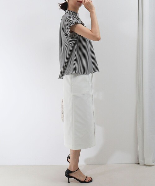 MICO COULIER（ミコクリエ）の「ジョーゼットストライプブラウス（シャツ/ブラウス・レディース・ブルー系その他/ホワイト系その他・38）」の14枚目の写真