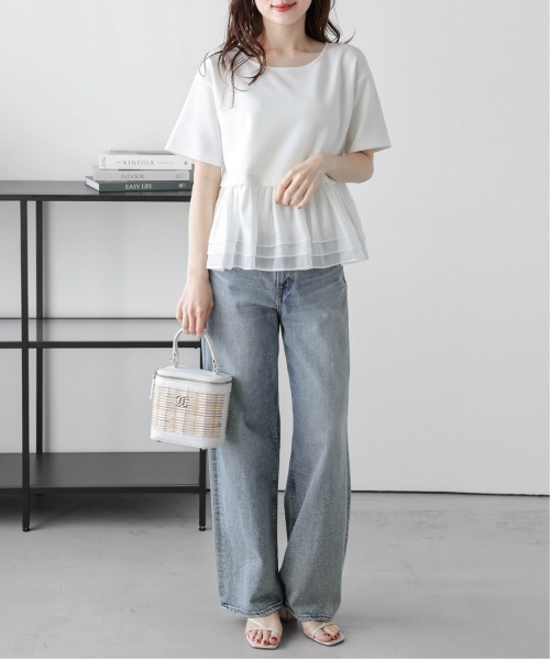 La-gemme(ラジェム)の「オーガンジーフリル ドッキングプルオーバー(Tシャツ/カットソー・レディース・ホワイト/グレー/ブラック・フリー)」の7枚目の写真