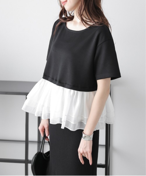La-gemme(ラジェム)の「オーガンジーフリル ドッキングプルオーバー(Tシャツ/カットソー・レディース・ホワイト/グレー/ブラック・フリー)」の8枚目の写真