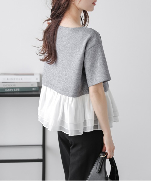 La-gemme(ラジェム)の「オーガンジーフリル ドッキングプルオーバー(Tシャツ/カットソー・レディース・ホワイト/グレー/ブラック・フリー)」の14枚目の写真