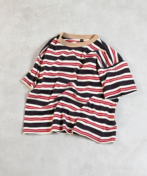 MARKEY'S（マーキーズ）の「先染めボーダーポケットTシャツ（Tシャツ/カットソー・キッズ・ブラック/イエロー/ライトグリーン・100/90/80/95/150/140/130/120/110）」の2枚目の写真