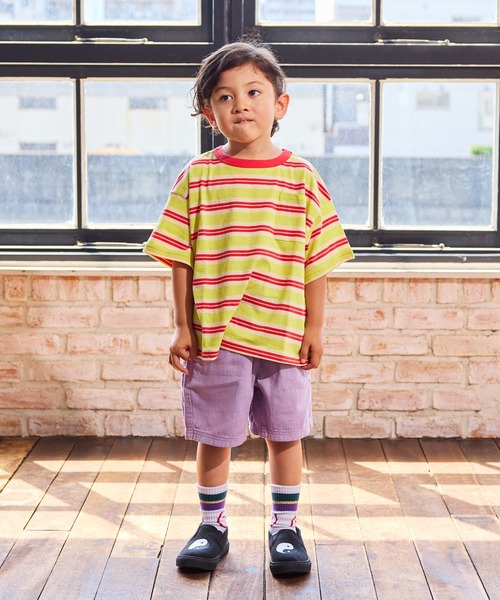 MARKEY'S（マーキーズ）の「先染めボーダーポケットTシャツ（Tシャツ/カットソー・キッズ・ブラック/イエロー/ライトグリーン・100/90/80/95/150/140/130/120/110）」の11枚目の写真