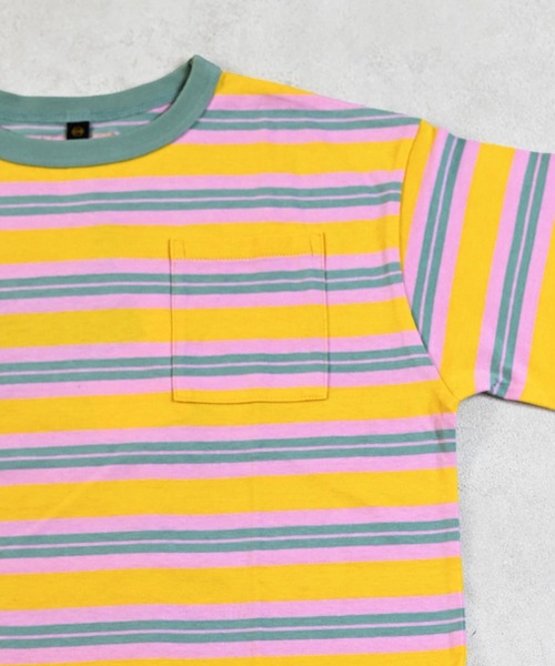 MARKEY'S（マーキーズ）の「先染めボーダーポケットTシャツ（Tシャツ/カットソー・キッズ・ブラック/イエロー/ライトグリーン・100/90/80/95/150/140/130/120/110）」の5枚目の写真