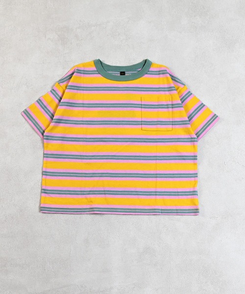 MARKEY'S（マーキーズ）の「先染めボーダーポケットTシャツ（Tシャツ/カットソー・キッズ・ブラック/イエロー/ライトグリーン・100/90/80/95/150/140/130/120/110）」の8枚目の写真