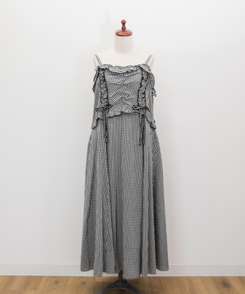 CLETTE(クレット)の「フリルデザインキャミワンピース(ワンピース・レディース・チェック/ブラック・4L/3L/LL)」の13枚目の写真