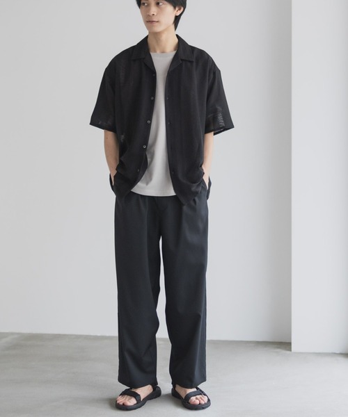 URBAN COLLECTION(アーバンコレクション)の「URBANCOLECTION カラミ織り ストライプ オープンカラーシャツ(シャツ/ブラウス・メンズ・ブルーグリーン/ブラック/ブラウン・S/M/L/XL)」の4枚目の写真
