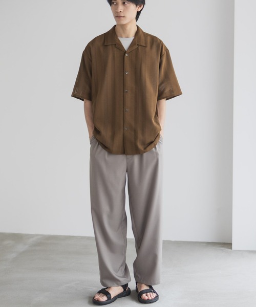 URBAN COLLECTION(アーバンコレクション)の「URBANCOLECTION カラミ織り ストライプ オープンカラーシャツ(シャツ/ブラウス・メンズ・ブルーグリーン/ブラック/ブラウン・S/M/L/XL)」の11枚目の写真