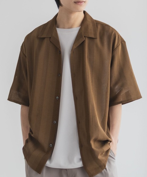 URBAN COLLECTION(アーバンコレクション)の「URBANCOLECTION カラミ織り ストライプ オープンカラーシャツ(シャツ/ブラウス・メンズ・ブルーグリーン/ブラック/ブラウン・S/M/L/XL)」の13枚目の写真