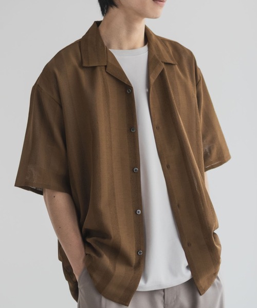 URBAN COLLECTION(アーバンコレクション)の「URBANCOLECTION カラミ織り ストライプ オープンカラーシャツ(シャツ/ブラウス・メンズ・ブルーグリーン/ブラック/ブラウン・S/M/L/XL)」の14枚目の写真