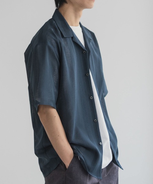 URBAN COLLECTION(アーバンコレクション)の「URBANCOLECTION カラミ織り ストライプ オープンカラーシャツ(シャツ/ブラウス・メンズ・ブルーグリーン/ブラック/ブラウン・S/M/L/XL)」の19枚目の写真