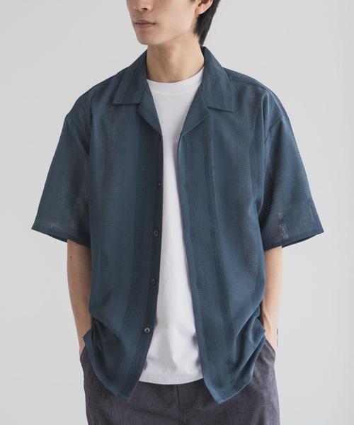 URBAN COLLECTION(アーバンコレクション)の「URBANCOLECTION カラミ織り ストライプ オープンカラーシャツ(シャツ/ブラウス・メンズ・ブルーグリーン/ブラック/ブラウン・S/M/L/XL)」の17枚目の写真
