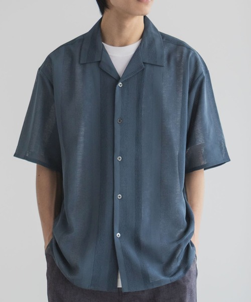 URBAN COLLECTION(アーバンコレクション)の「URBANCOLECTION カラミ織り ストライプ オープンカラーシャツ(シャツ/ブラウス・メンズ・ブルーグリーン/ブラック/ブラウン・S/M/L/XL)」の18枚目の写真