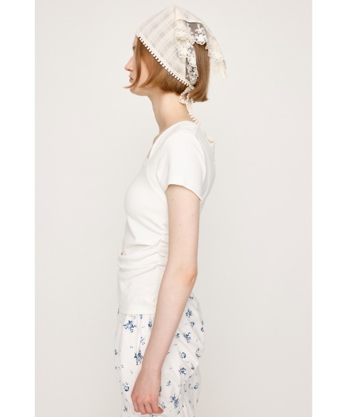 SLY（スライ）の「SQUARE NECK CUT TOPS スクエアネック カット トップス 半袖 夏服（Tシャツ/カットソー・レディース・グレー/ブラック/ホワイト/レッド・FREE）」の21枚目の写真