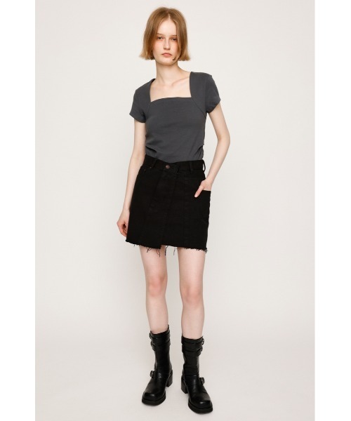 tシャツ SQUARE NECK CUT TOPS スクエアネック カット トップス 半袖 夏服 レディース SLY tシャツ SQUARE NECK CUT TOPS スクエアネック カット