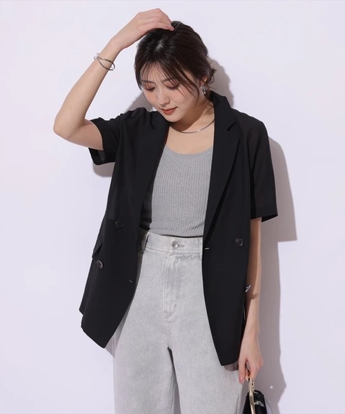 【MOMO☆SALE開催中¨̮♡︎】マイストラーダ　リネン半袖ジャケット 半袖ジャケット（その他アウター）｜Mystrada（マイストラーダ