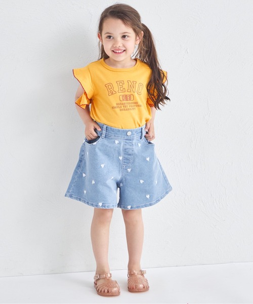 pairmanon(ペアマノン)の「フリルスリーブ 配色ステッチロゴTシャツ(Tシャツ/カットソー・キッズ・イエロー/ピンク/ブラウン/グリーン・100/110/120/130/140/150/90)」の22枚目の写真