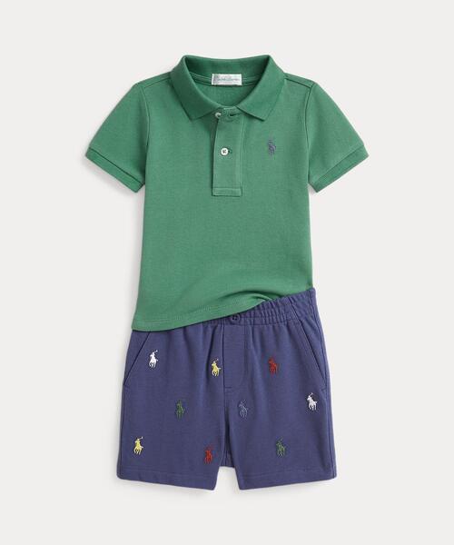 人気【Polo Ralph Lauren】ポロシャツ ＋ ショートパンツ セット メッシュ ポロシャツ & ショートパンツ セット（その他ベビー
