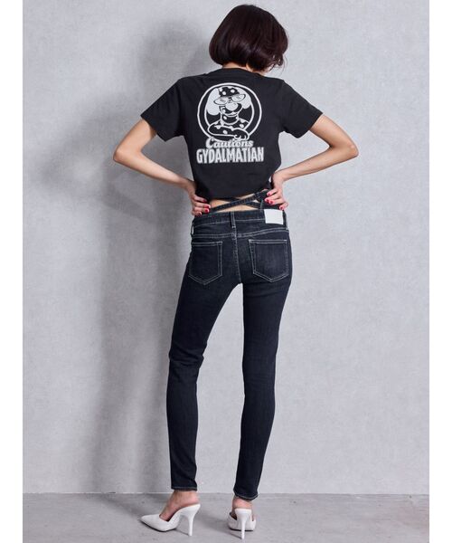 ハイウエストウエストクロススキニーデニムパンツ（デニムパンツ