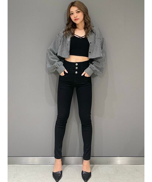 GYDA ジェイダ ハイウエスト ウエストクロススキニーデニムパンツ S ハイウエストウエストクロススキニーデニムパンツ[品番