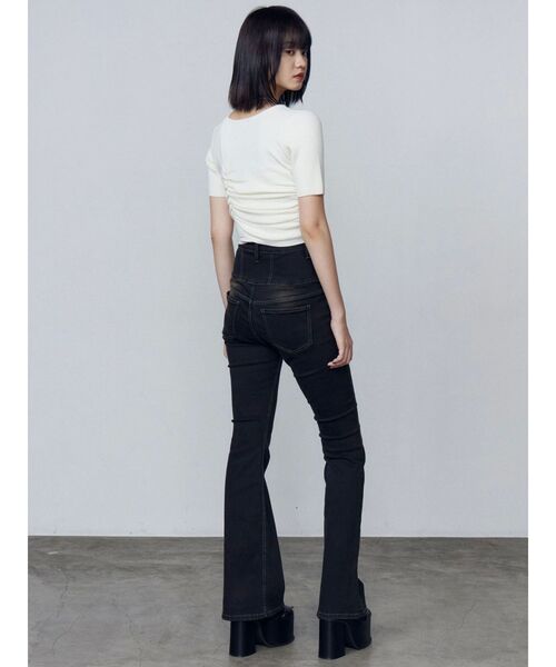 セール】ハングレースアップハイウエストパギンス（デニムパンツ