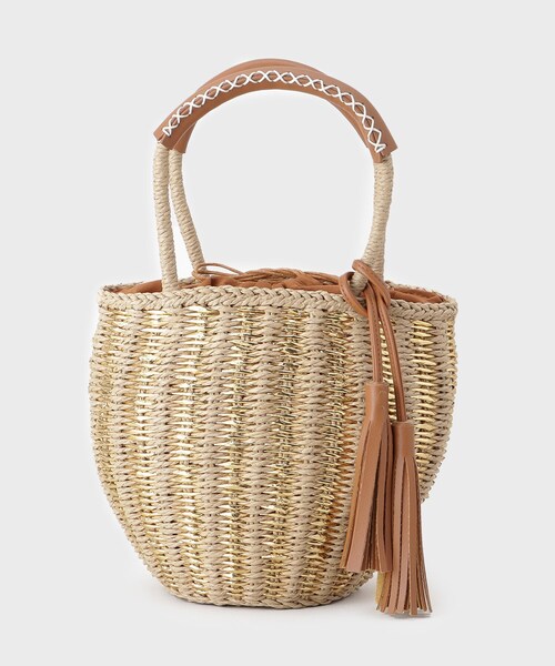 GALLEST（ギャレスト）の「メタリック編込みかごバッグ（ハンドバッグ・レディース・ブラック/ベージュ・00）」の5枚目の写真