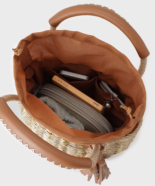 GALLEST（ギャレスト）の「メタリック編込みかごバッグ（ハンドバッグ・レディース・ブラック/ベージュ・00）」の11枚目の写真