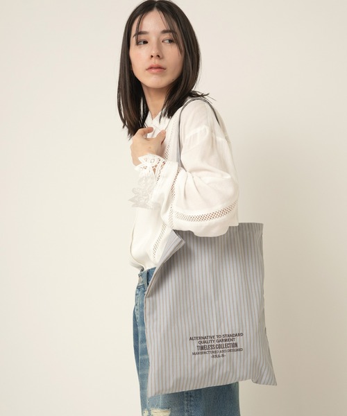 E5128 マルチストライプネーム刺繍トート（ショルダーバッグ