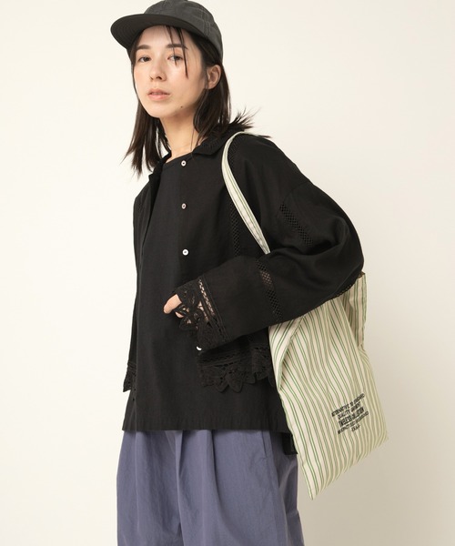 RNA-N（アールエヌエーエヌ）の「E5128 マルチストライプネーム刺繍トート（ショルダーバッグ・レディース・ブルー/ホワイト×ブラック/ホワイト×グリーン/ピンク/イエロー・FREE）」の6枚目の写真