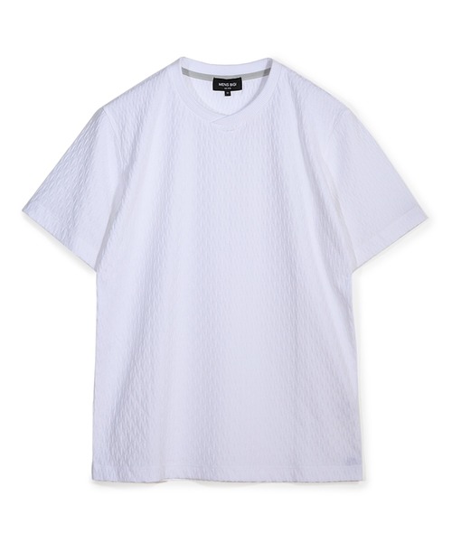 MEN'S BIGI（メンズビギ）の「シルケット加工 変形千鳥柄リンクスTEE（Tシャツ/カットソー・メンズ・ブルー/チャコールグレー/ホワイト/ボルドー・01/02/03/04）」の2枚目の写真