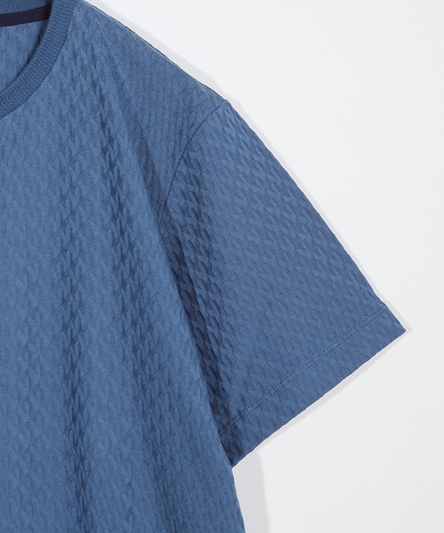 MEN'S BIGI（メンズビギ）の「シルケット加工 変形千鳥柄リンクスTEE（Tシャツ/カットソー・メンズ・ブルー/チャコールグレー/ホワイト/ボルドー・01/02/03/04）」の6枚目の写真